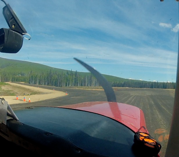 Taxiing to the end of runway 36. Turnaround point in front and taxiway to the left.